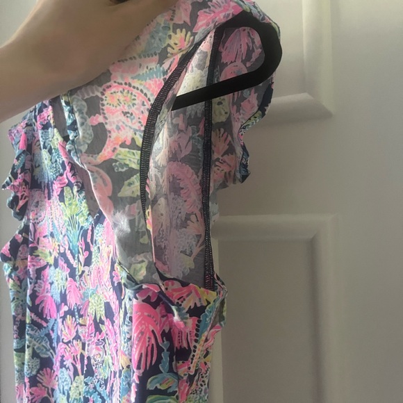 Lilly Pulitzer Ruffle Sleeve Peplum Top Tropical Print - Picture 5 of 6
